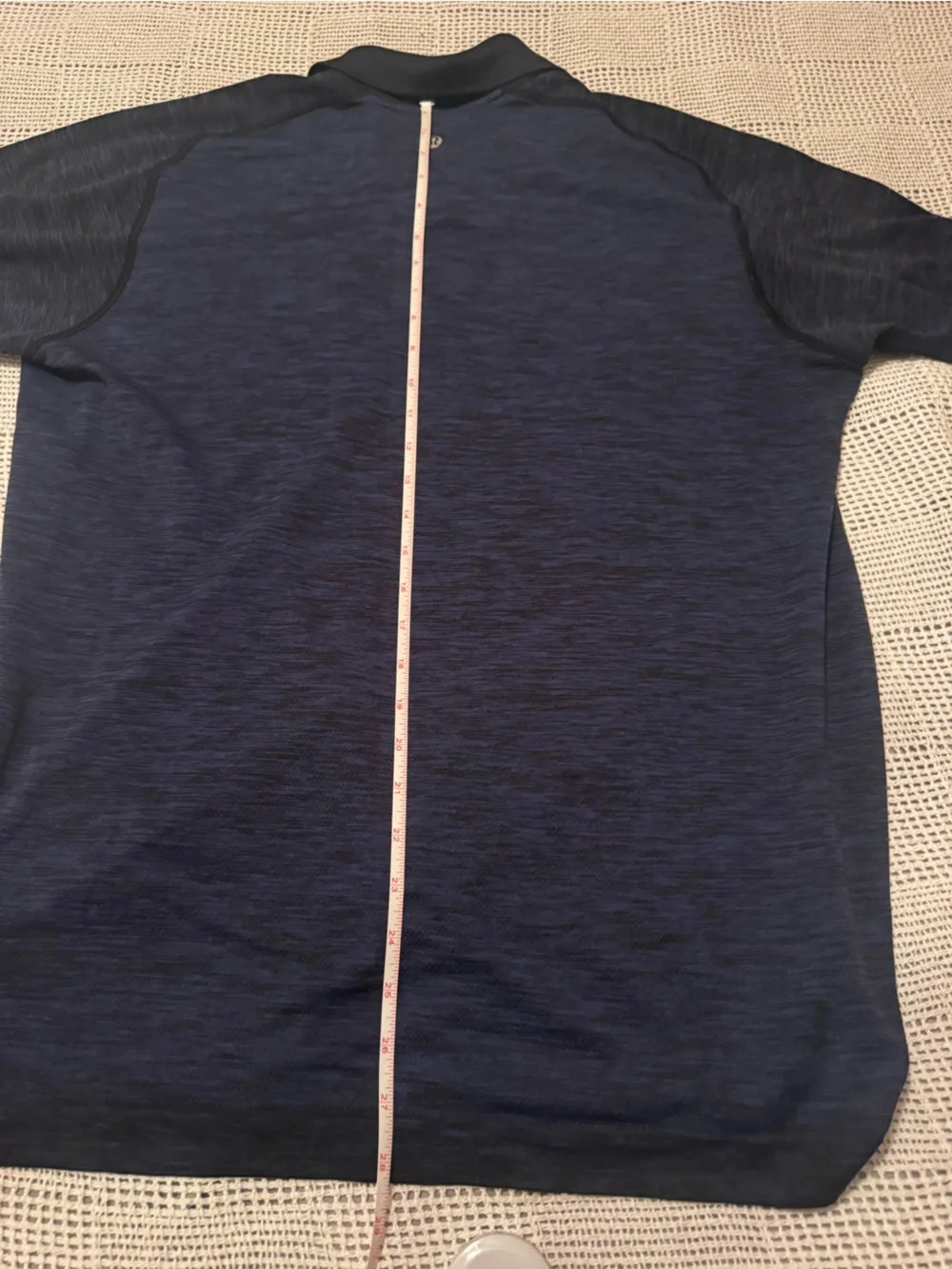 lululemon athletica Navy and Black Women’s Polo.  Blue/black heather.